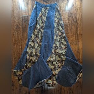 Paisley Denim Maxi Skirt